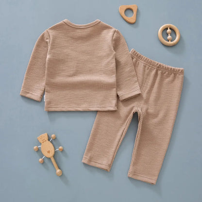 Fall Baby Pajamas Suit 0-3Y Toddler Boys Long Seeved Sleep Wear Underwear Set Girls Bear Head Night Wear Infant Home Clothes