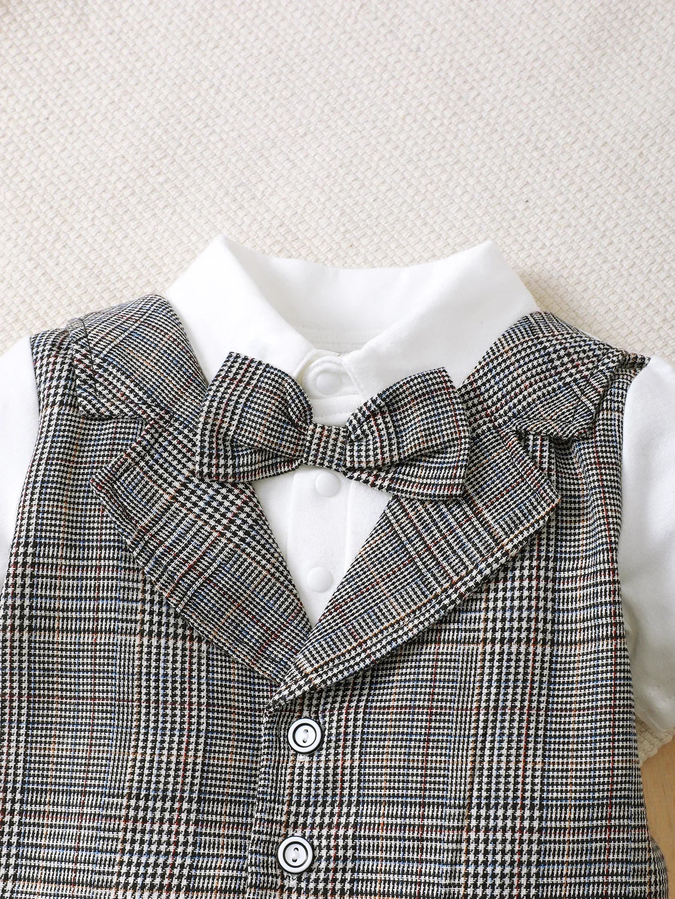 2025 Baby Boys' Gentleman Clothes Set Bow Tie Plaid Romper+Plaid Shorts 2PCS Summer Outfits Infant Birthday Party for 0-3Years