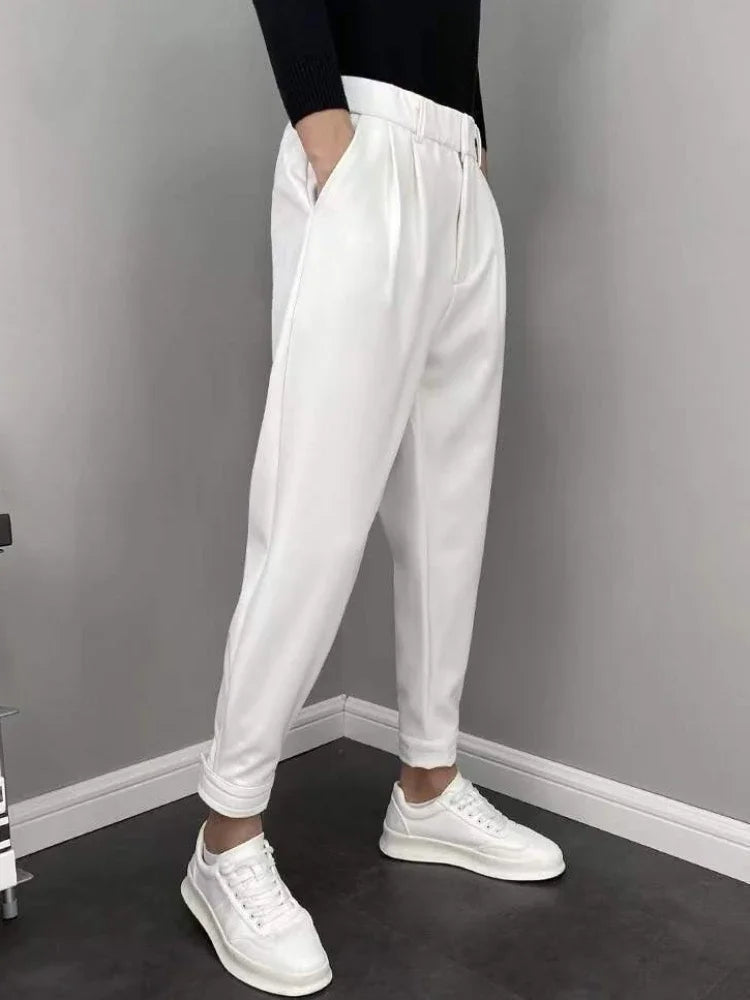 Draped Fluid Trousers for Men Office Work Man Suits Pants Plus Big Size Fabric Slacks Luxury Fashion Korean Reviews Many Dress