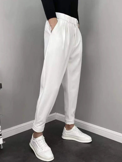 Draped Fluid Trousers for Men Office Work Man Suits Pants Plus Big Size Fabric Slacks Luxury Fashion Korean Reviews Many Dress