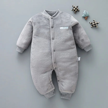 Baby Boy Autumn Winter Warm Pajamas 0-18 Months Infant Girl Flannel Comfortable Jumpsuit Kid Soft Skin-friendly Outwear Romper
