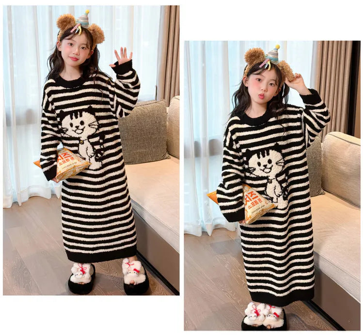 Girls Pajamas 2025 New Children's Nightgown Children's Autumn and Winter Loungewear