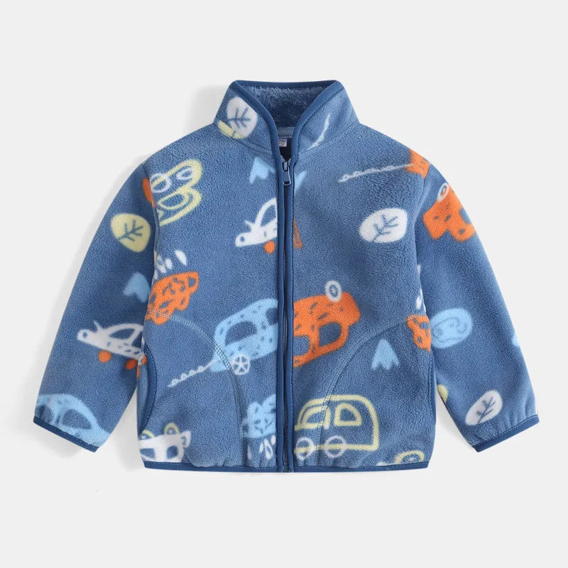 Boys Cartoon Coats Autumn Fashion Children's Clothes 1 to 2 4 6 8 Years Winter Baby Warm Fleece Outerwear Jacket for Girls
