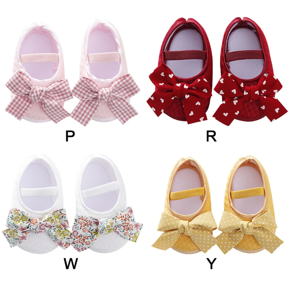 Baby Girls  Flats with  Infant Non-Slip Soft Sole Cute Bowknot Shoes Newborn Princess Wedding Shoes Toddler First Walkers 0-12M