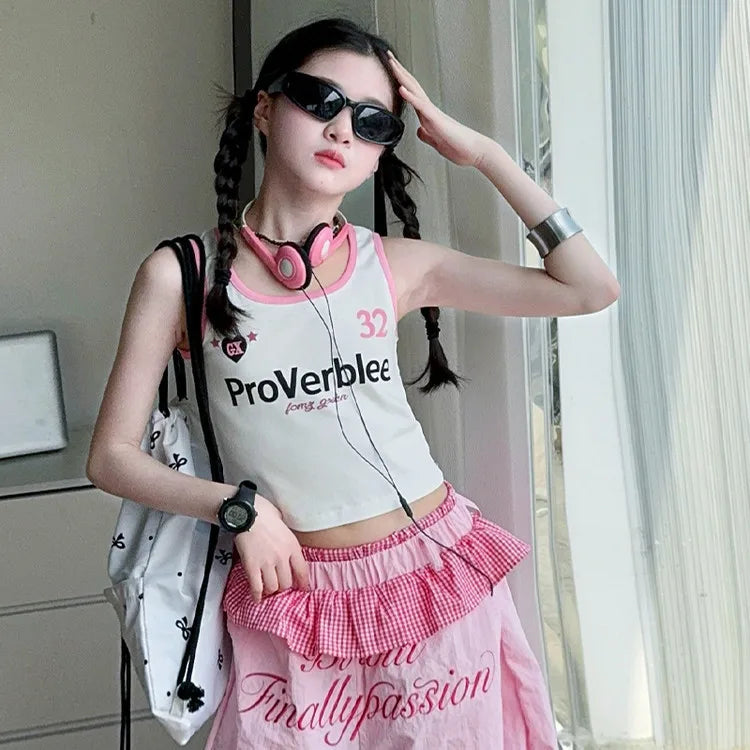 Summer teen girls clothes cotton Tank Top t-shirt Paratrooper Pants junior kid Lotus leaf edge waist trousers 4-14 child outfits