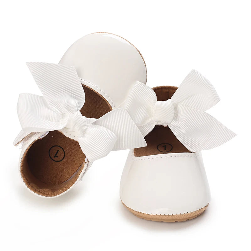 Baby Girl Shoes Bow Flats Toddler Sandals Non-slip Soft Sole Newborn Formal First Walkers Christening