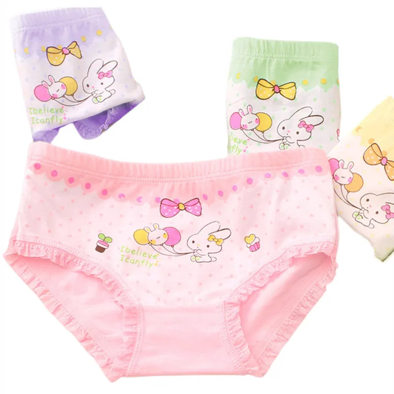 Girls Briefs Fine Cotton Underwear Cute Prints Panties Kids Breathable Soft Healthy Underpants Girls Boxer 4pcs/Lot Size 3-10T