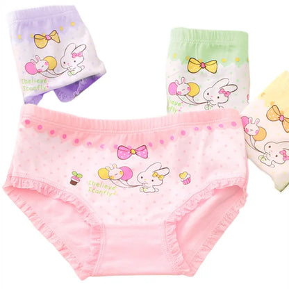 Girls Briefs Fine Cotton Underwear Cute Prints Panties Kids Breathable Soft Healthy Underpants Girls Boxer 4pcs/Lot Size 3-10T