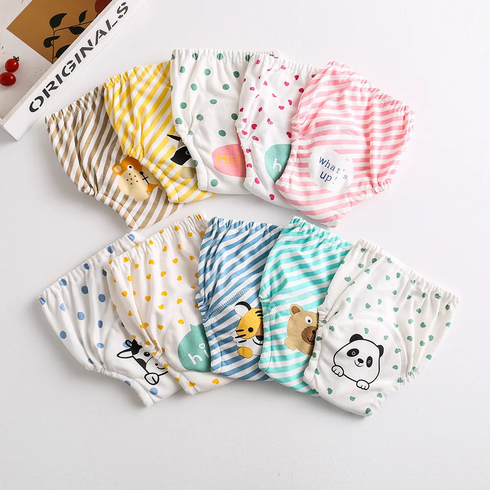 10 Pcs Reusable Baby Training Pants Washable Kids Cloth Diaper Nappies Changing Underwear Infant Toddler Potty Training Panties