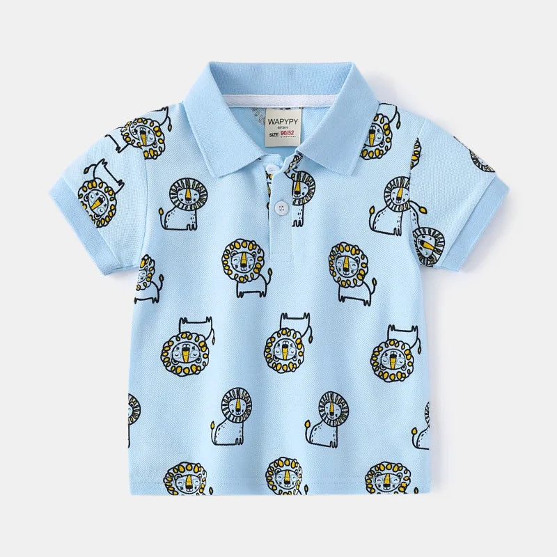 Baby Boy Clothes Summer Short Sleeve Children's Polo Shirts Toddler Kids Cotton T-shirts Boys Lapel Cartoon Tees Kids Sport Tops
