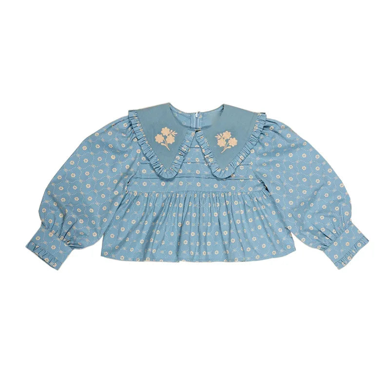 Girls' Dress 2025 Fall/Winter New Arrival Printed Fashion Embroidered Gathered Children's Dress Pure Cotton Cute Girls' Shirt