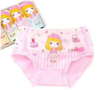 Girls Briefs Fine Cotton Underwear Cute Prints Panties Kids Breathable Soft Healthy Underpants Girls Boxer 4pcs/Lot Size 3-10T