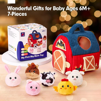 Surprise Barn Stuffed Farm Animals Toys For Baby 6-12 Months Montessori Toys Sensory Balls Toddlers Christmas Stocking Gift