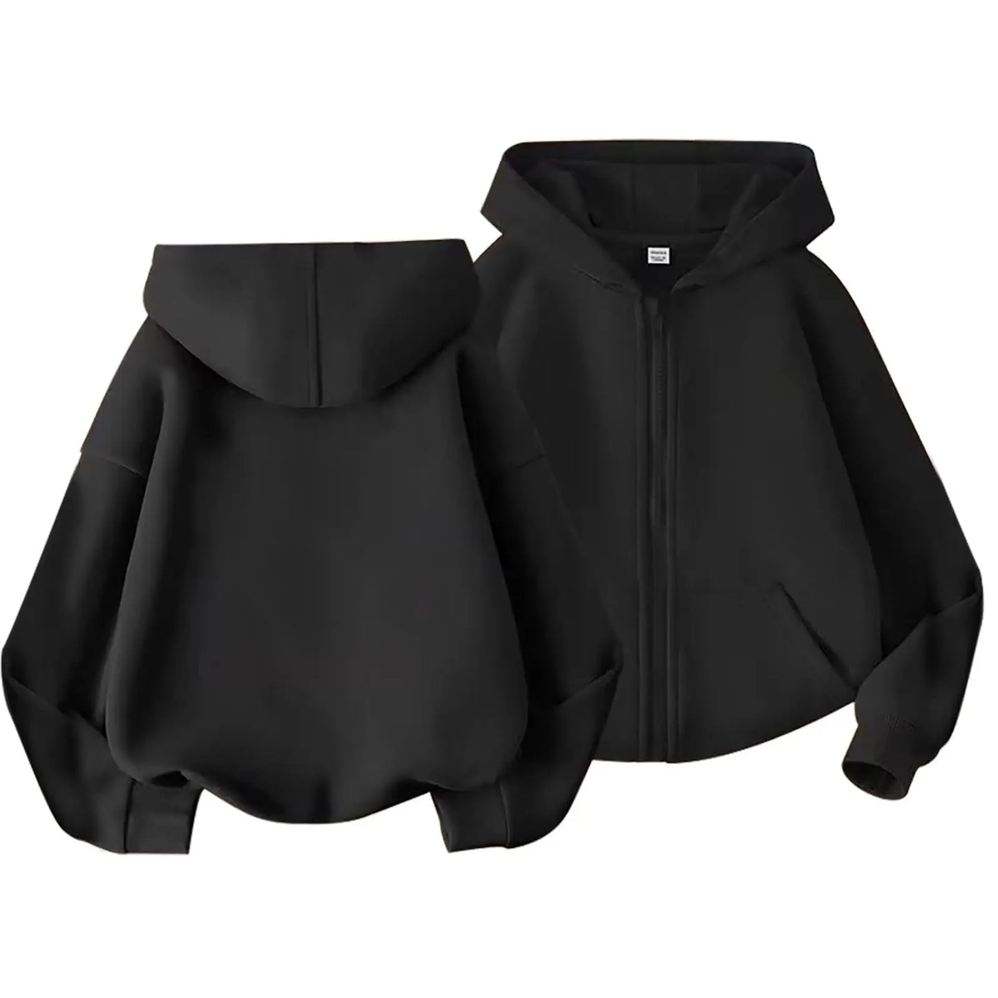 Kids Hoodie Jacket Plain Color Zip Hooded Sweatshirt Casual Outerwear Long Sleeve Boy Girl Coat Trend Style Wear Casual Look