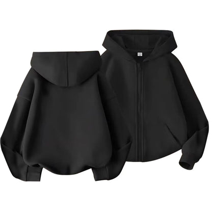 Kids Hoodie Jacket Plain Color Zip Hooded Sweatshirt Casual Outerwear Long Sleeve Boy Girl Coat Trend Style Wear Casual Look