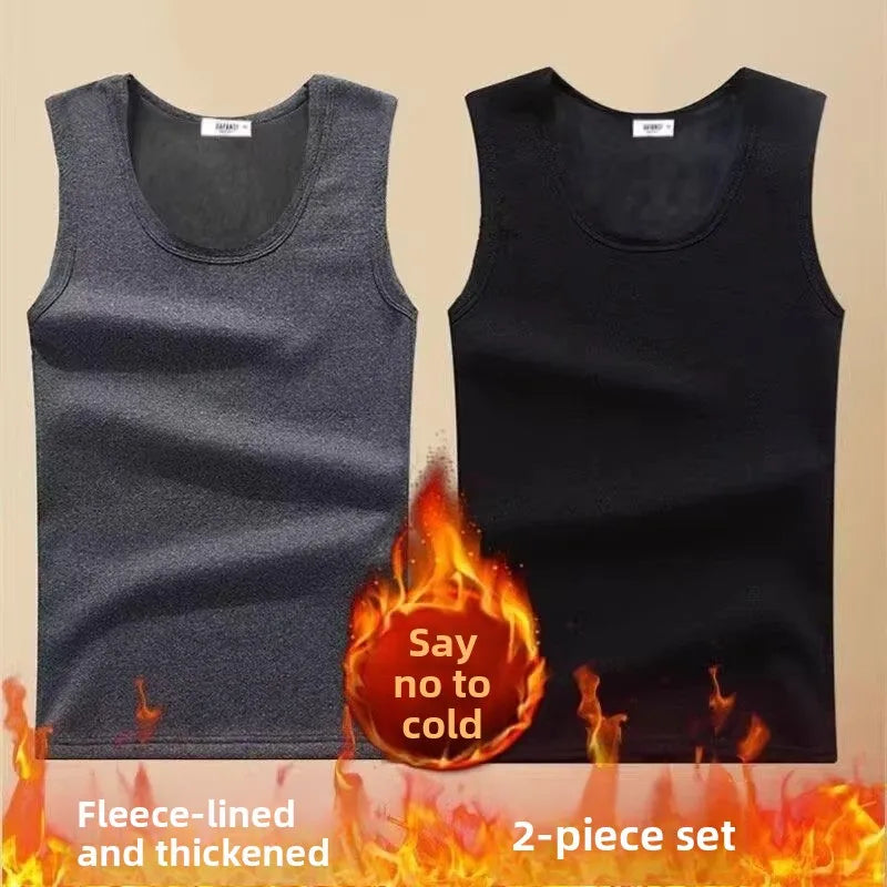 Thickened Fleece Warmth Men's Vest Sleeveless Underwear Base Shirt Youth round Neck  Color Winter Affordable Innerwear