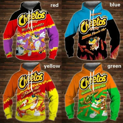 Cartoon 3D Hoodie Cheetos Food Hooded Sweatshir Men's And Women's Long Sleeve Pullover Oversized Haikyuu Graphic Hoodies