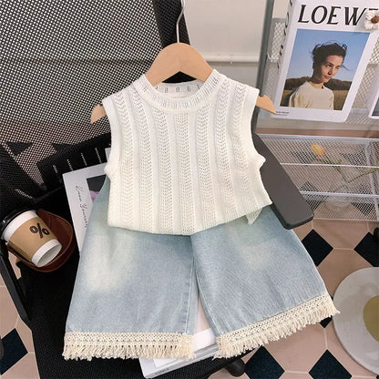 Girls' Straight-leg Jeans 2025 Summer New Stylish Pants Loose Wide-leg Trousers