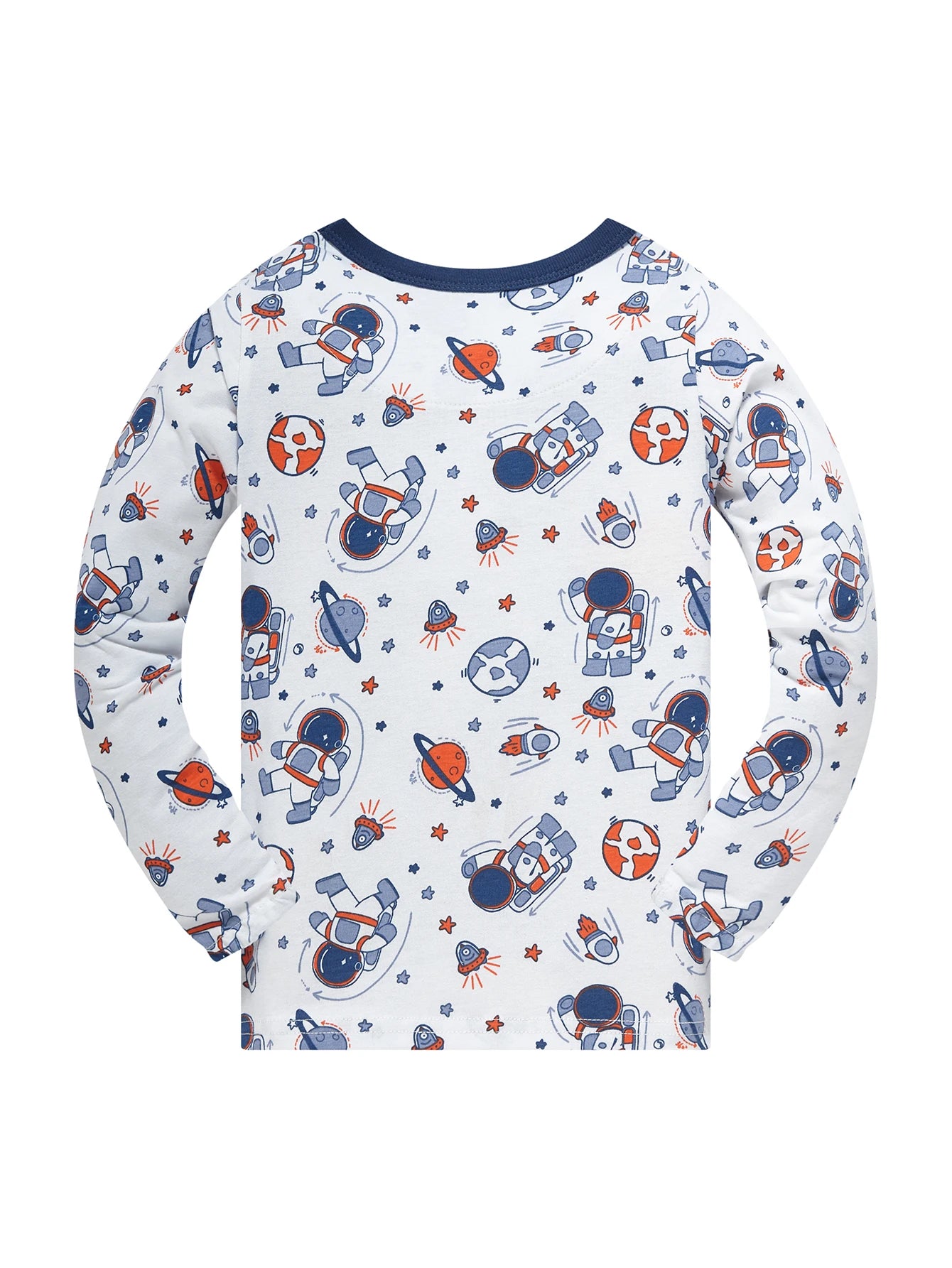 Pajamas Set for Kids 100% Cotton Soft Boys Girls Cartoon Astronaut Nightwear Long Sleeve Comfortable Pjs Age 1-8 Years