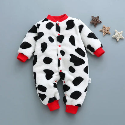 Baby Boy Autumn Winter Warm Pajamas 0-18 Months Infant Girl Flannel Comfortable Jumpsuit Kid Soft Skin-friendly Outwear Romper