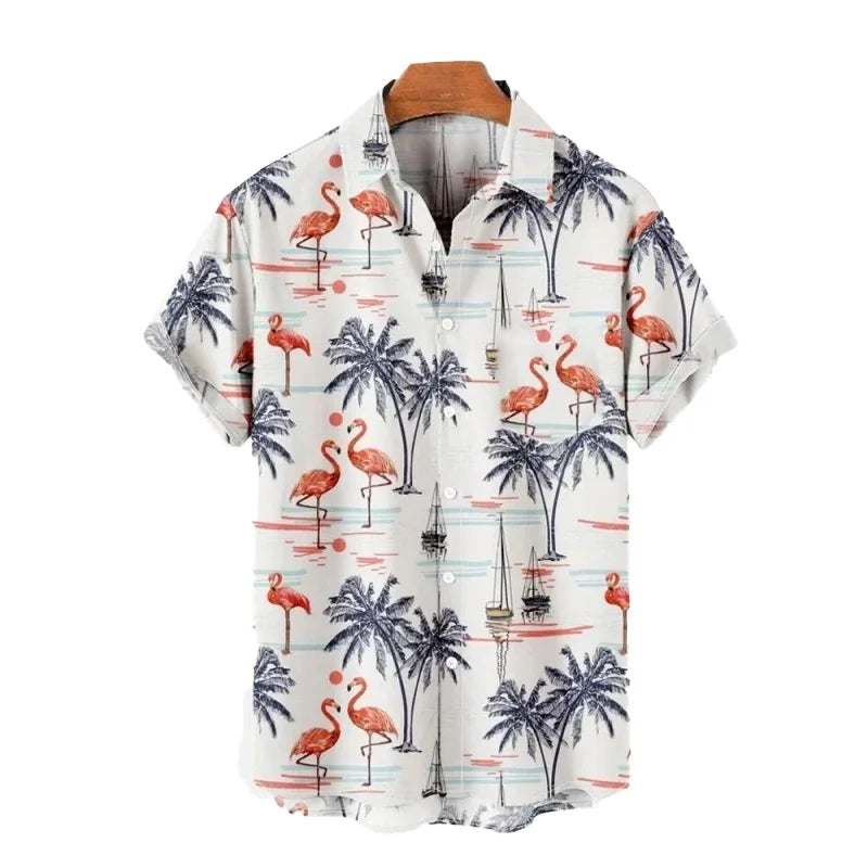 Men's Hawaiian shirt: casual summer button up short sleeved beachwear
