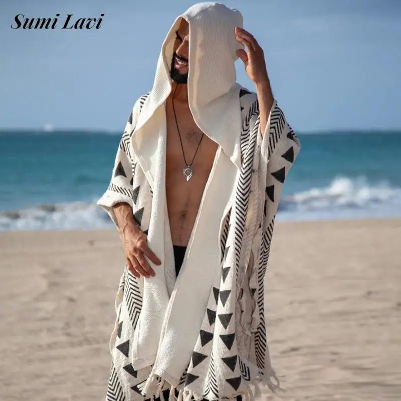 Vacation Seaside Beach Casual Loose Mens Robes Summer Outdoor Leisure Breathable Sunproof Cloaks Men Ethnic Printed Cardigans