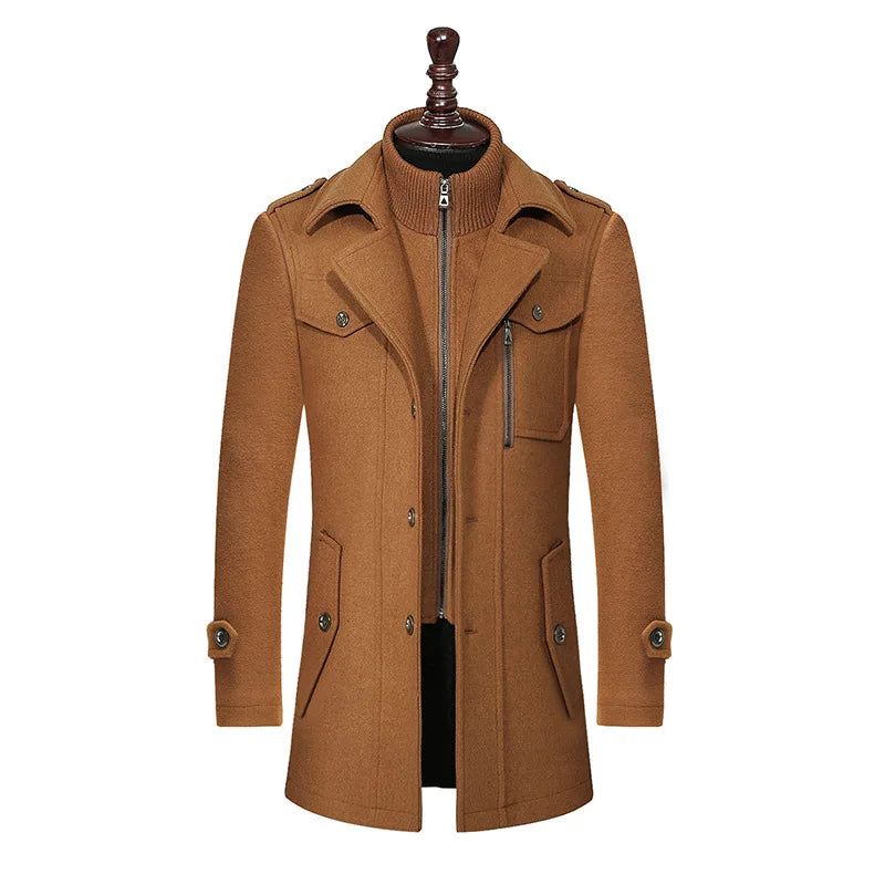 2026 Men's Fashion High-End Business Woolen Coat Atmosphere Long Thickened Wool Overcoat Autumn Winter Middle-Aged Stylish Coats