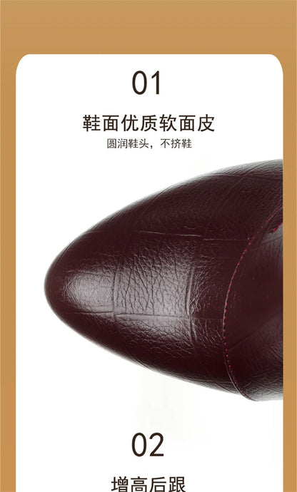 High Heels for Women 2024 Spring New Deep Mouth Soft Bottom Waterproof Business Formal Wear Office High Heel Leather Shoes