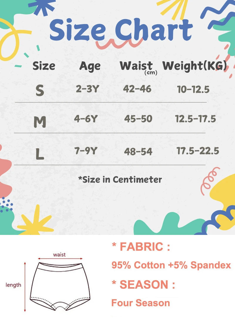 4Pcs/Lot Soft Cotton Children Underwear Cute Cartoon Girls Boxer Briefs Breathable Double-layer Crotch Age 2-9 Panties For Girls