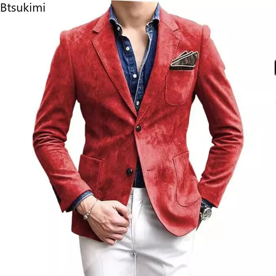 2026 Men's Coats Wool Suit Blends Wool Open Stitch Turn Down Collar Splice Single Breasted Punk Autumn Winter Jackets Streetwear