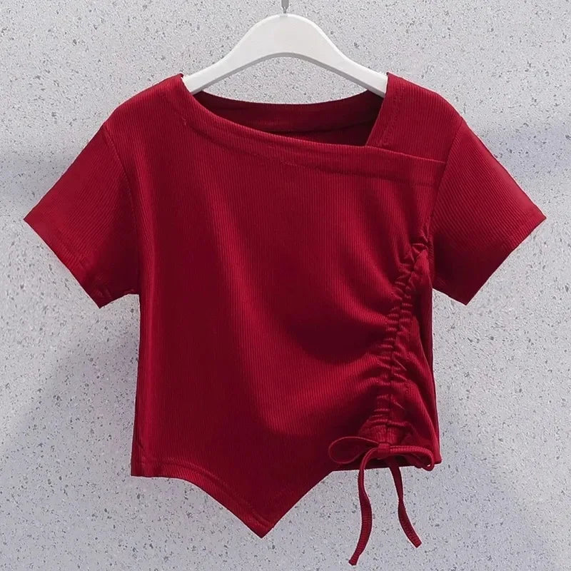 Summer Teenage Girls Clothes Set Children O-Neck Tshirt and Wide-leg pants Suit Student School Short Sleeve Top Bottom Outfits
