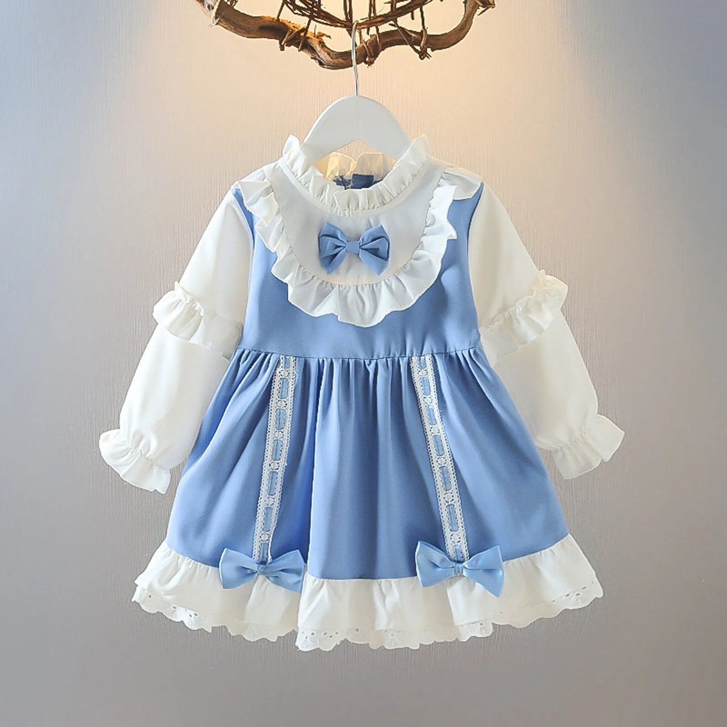 Baby Girl Dress For Newborns Long Sleeve 1 Year Birthday Princess Party Dresses Blue Infant Baby Clothing Toddler Girls Clothes