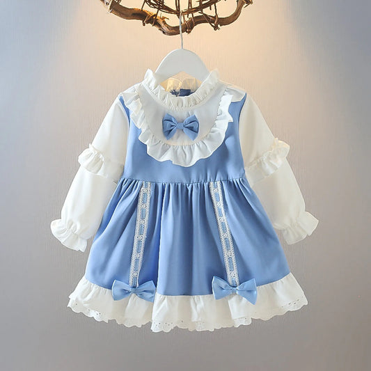 Baby Girl Dress For Newborns Long Sleeve 1 Year Birthday Princess Party Dresses Blue Infant Baby Clothing Toddler Girls Clothes