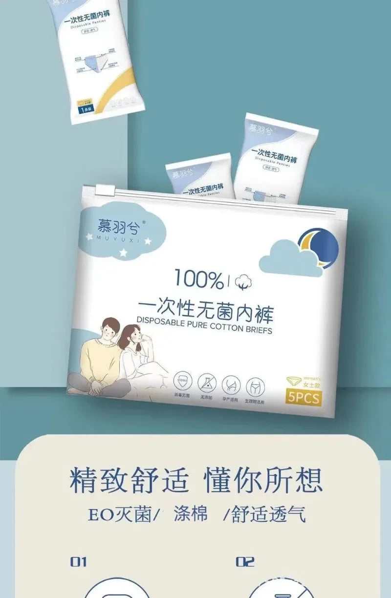 Disposable Sterile Underwear for Women Waiting for Childbirth After Confinement, Large Size Free Wash Travel Necessities