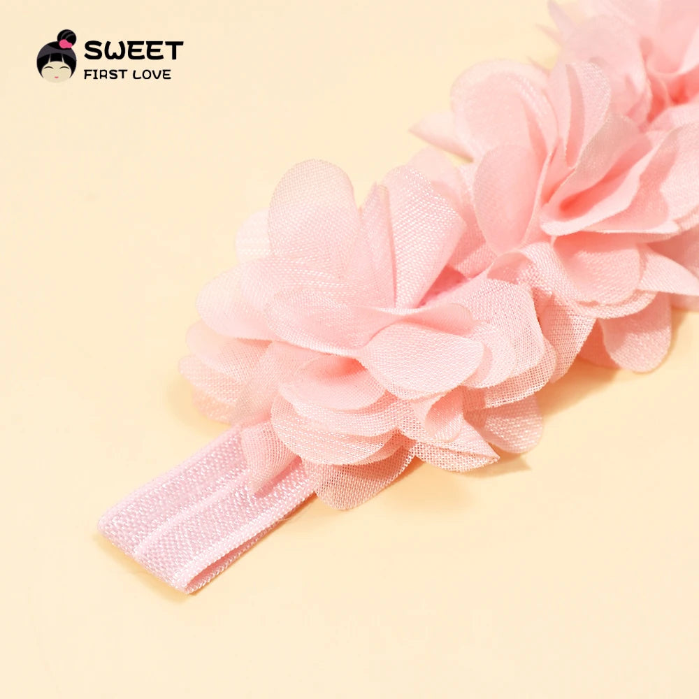 Baby Accessories For Newborn Toddler Kids Baby Girl Boy Headband Solid Chiffon Flower Hairband Princess Elastic Kids Headwear