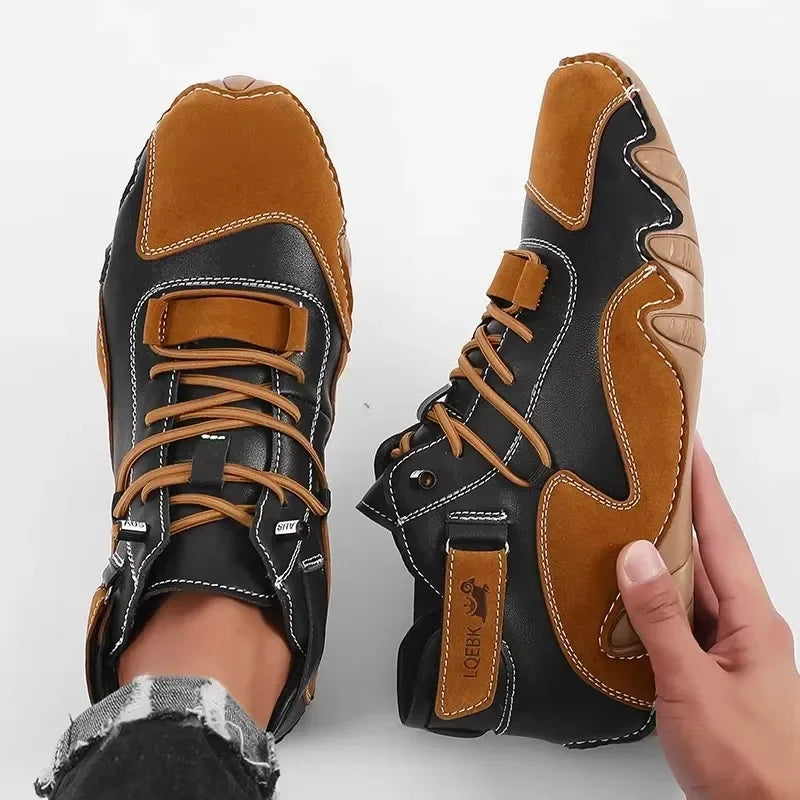 Men's New Leather Design Shoes Lightweight Easy  Comfortable Breathable Suitable Outdoor Cycling Walking  Flat Bottomed Boots