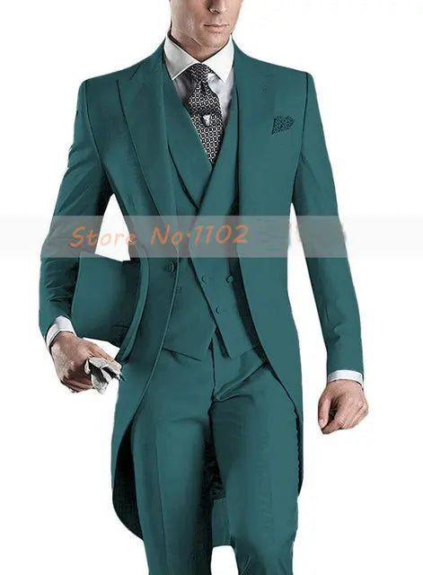 Custom Made Tailcoat Men Suit Classic White Groom Tuxedos Blazer Men Wedding Dinner Party Suits Bridegroom (Jacket+ Pant+Vest)
