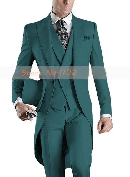 Custom Made Tailcoat Men Suit Classic White Groom Tuxedos Blazer Men Wedding Dinner Party Suits Bridegroom (Jacket+ Pant+Vest)