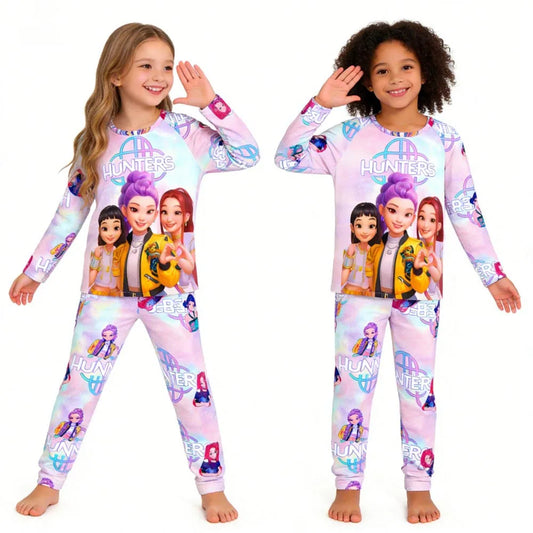 Girls Pajamas Sets Spirng Kpop Kids Long Sleeve Sleepwear Children's Pyjamas Boys Girls Cartoon 2pcs Homewear Clothes Loungewear