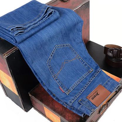 2023 Men NEW Men's Fashion Business Jeans Classic Style Casual Stretch Slim Jean Pants Male Brand Denim Trousers Black Blue Mens