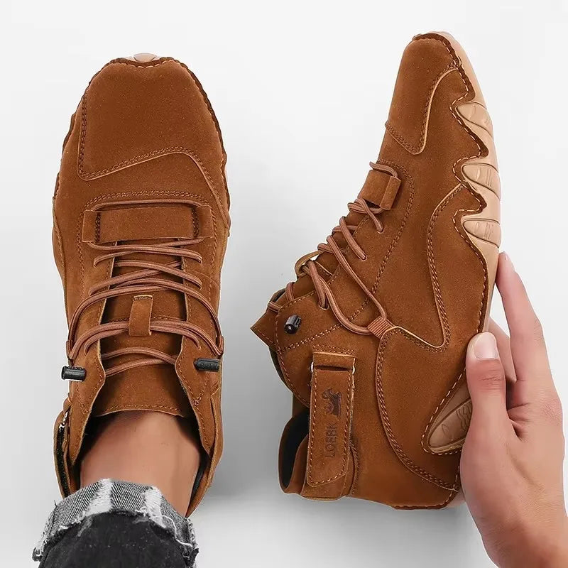 Men's New Leather Design Shoes Lightweight Easy  Comfortable Breathable Suitable Outdoor Cycling Walking  Flat Bottomed Boots