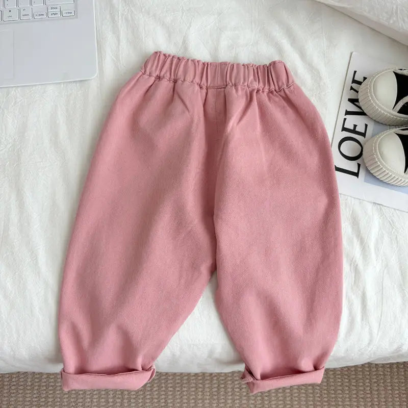 Girls pants Spring and Autumn new Western Children's baby beige casual pants Cotton girls  trousers Fashion