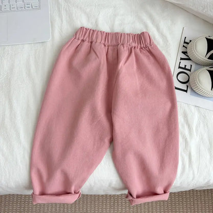 Girls pants Spring and Autumn new Western Children's baby beige casual pants Cotton girls  trousers Fashion
