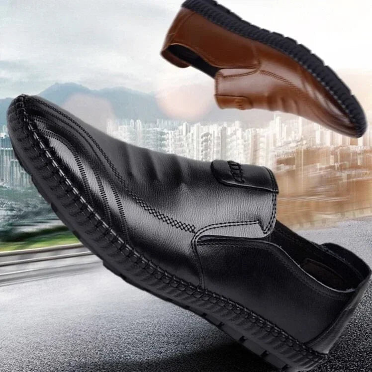 Mens Leather Shoes Slip on Comfortable Casual Flats Fashion 2024 Breathable Dress Shoes Male Loafers Men Driving Zapatos