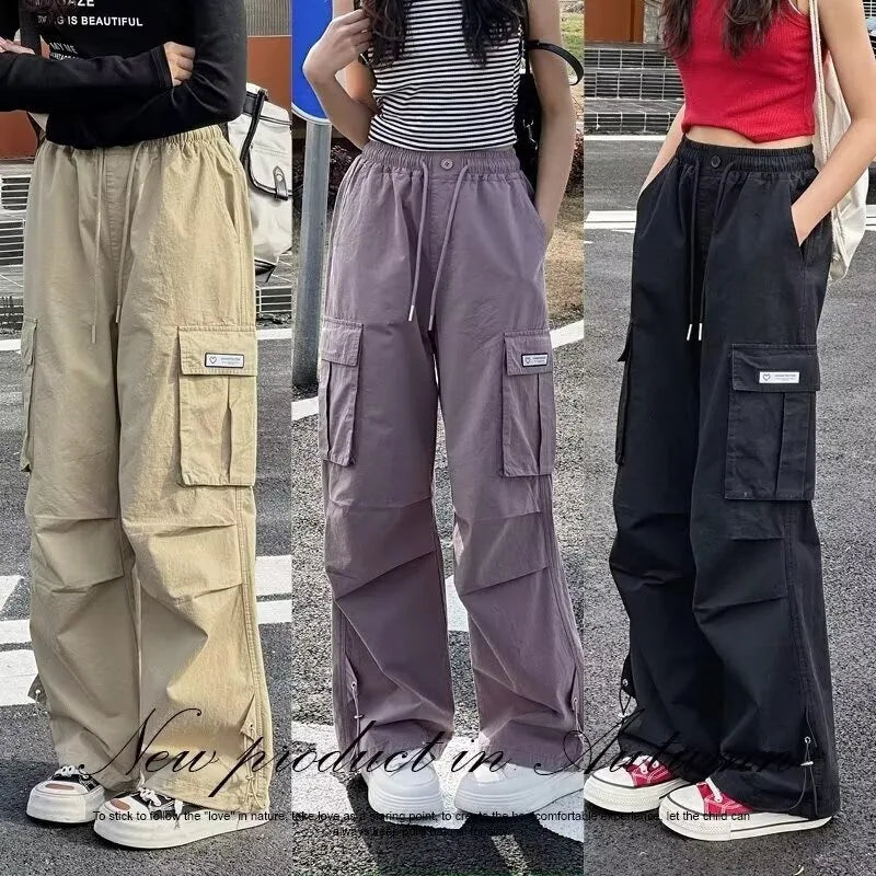 Girls Cargo Pants Kids Solid Color Pant Teenage Fashion Trousers 2026 Spring Autumn Children's Clothing Sports Wear