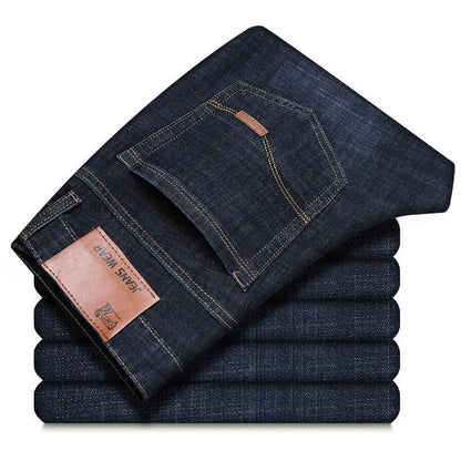 2023 Men NEW Men's Fashion Business Jeans Classic Style Casual Stretch Slim Jean Pants Male Brand Denim Trousers Black Blue Mens