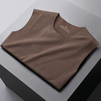 Mens Underwear 37° Heating Fiber Plus Velvet Seamless Vest Men's Winter Slim Warm Bottoming Shirt Men's Speed Thermal Underwear