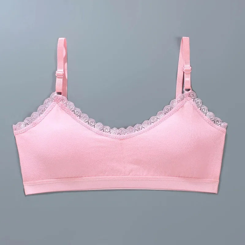 1 PCS Girls Lace Bras Children Breathable Underwear Kids Tube Tops Soft Cotton-padded Teens Youth Girls Washable Bras Camisoles