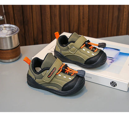 Baby Walking Shoes Handsome for Boys Sports Shoes Toes Capped Soft Bottom 2025 Autumn New Children Running Shoes Hook&loop