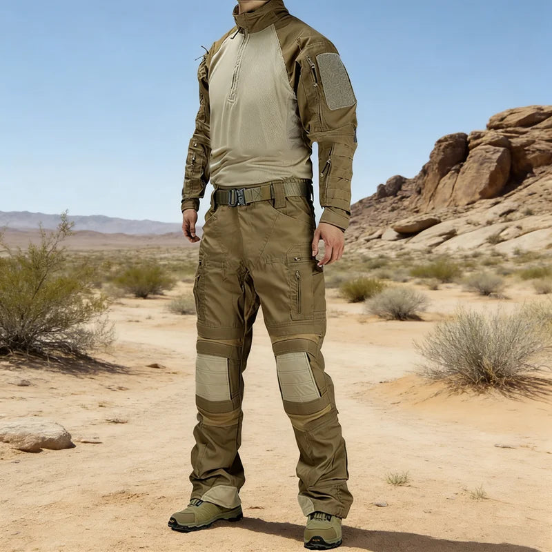 Men Tactical Combat Uniform Suit Multicam Camo Shirt & Pants Set Outdoor Hunting Airsoft Paintball Training Work Clothes